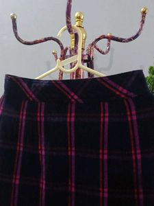 Plaid Flared Skirt