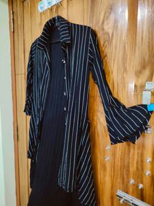 Striped High-Low Top/ Shrug