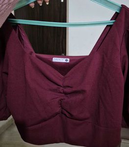 Burgundy Crop Top
