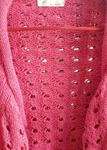 Pink Crochet Cardigan