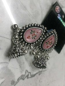 Cute Silver Tone Drop Ethnic Earrings