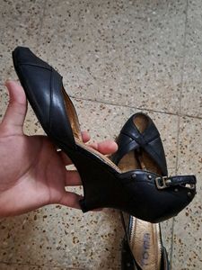 Black Open Toe Flats