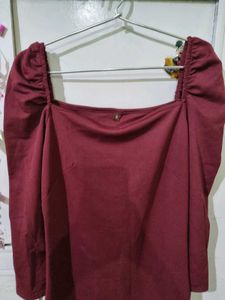 Beautiful Burgundy Puff Sleeve Dress