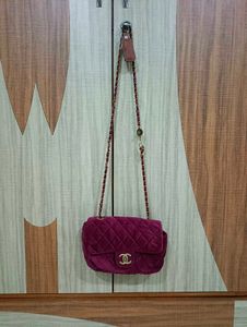 Chanel sling bag with velvet material