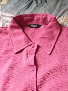 Pink Textured Tie-Waist Top