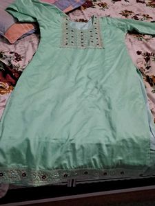 Mint Green Embellished Kurti