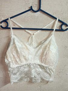 Trendy Ladies Fashion Lace Bralette Top White