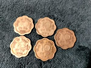 Vintage Indian 10 Paisa Coins (1968-1970) 5 Combo