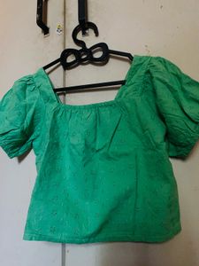 Green Puff Sleeve Top