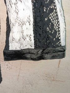 See-through Chic Black &amp; White Lace Crop Top