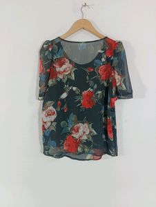 Black Printed Crop Top