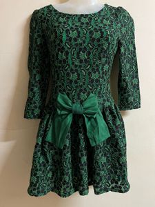 Green Lace Bow Dress