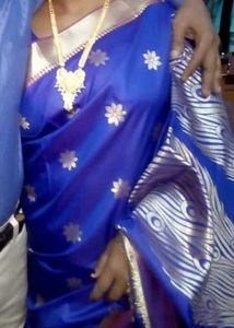 Blue Floral & Peacock Saree