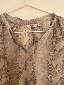 Snakeskin Print Sheer Blouse