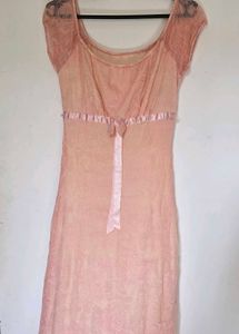 Pintresty Peach Lace Midi Dress