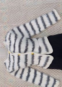 Striped Faux Fur Jacket