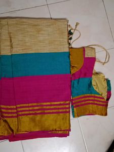 Art Silk Saree With Blouse Size 36 To 38