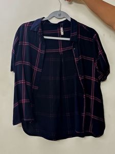 Pink Blue Plaid Shirt