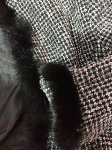 Houndstooth Cape with Faux Fur Trim