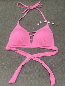 Pink Halter Bikini Top