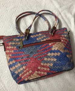 Checkered Colourful Designer Leather Bag