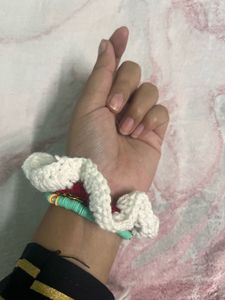 Red &amp; White Crochet Scrunchie