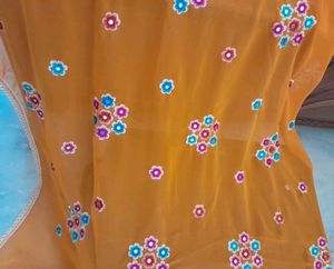 Mustard Floral Saree