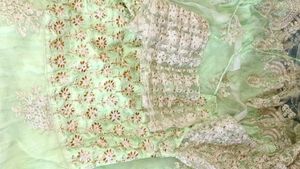 Pista Green Party Wear Frock New And Add Surprise