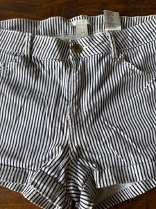 Striped Denim Shorts