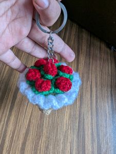Crochet Rose Bouquet Keychain