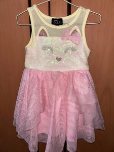 Cute Pink And Yellow Combination Party Frock