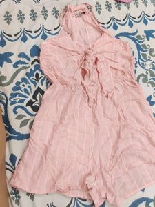 Pink Tie-Front Romper