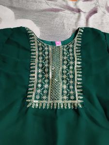 Emerald Green Embellished Kurti