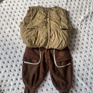 Cute Kids' Winter Vest With Fleece Pant