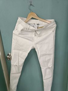 White Ripped Skinny Jeans For Women