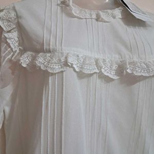 Royal White Western Lace Top
