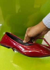 Red Marry Jane Flats