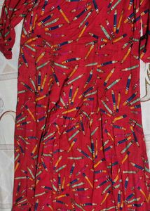 Red Pencil Print Dress