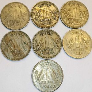 Set Of 7 Big ₹1 Coins For Sale