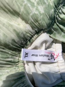 Green Puff Sleeve Mini Dress