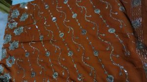 Elegant Orange Sequin Saree