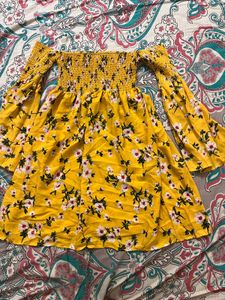 Bell Sleeves Off Shoulder Ditsy Print Dress