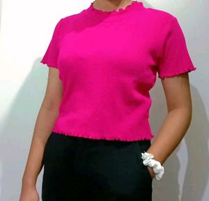 Pink Ruffle Crop Top