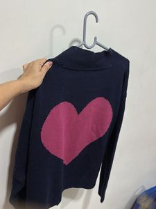 Heart Pattern Knit Cardigan