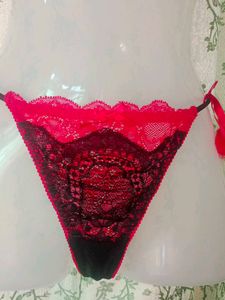Sexy  Red &amp; Black Lace Thong