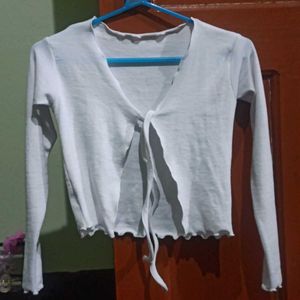 White Tie Front Top