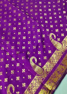 Purple colour cotton Silk full shining saree