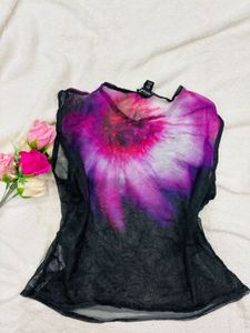 Vjntage Floral Mesh Top