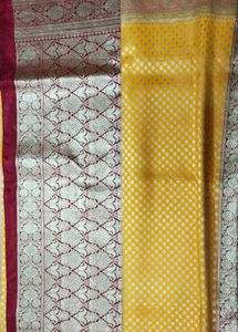 Yellow &amp; Red Colour Katan Benarasi