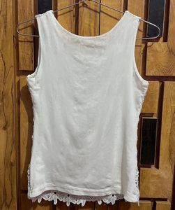 White Lace Embroidered Tank Top